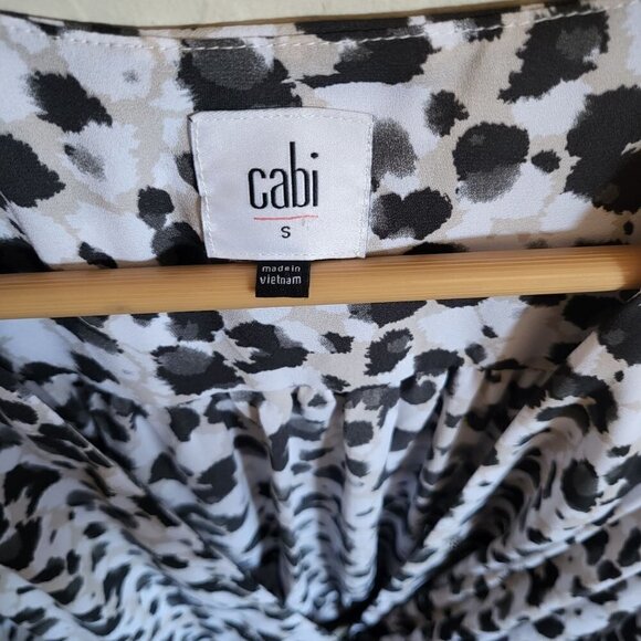 CAbi 5898 Rosette Leopard Wrap Peplum Blouse Animal Print Ruched Size Women's S - Picture 2 of 12